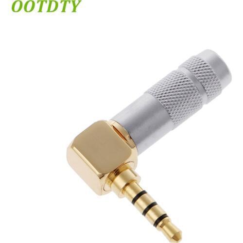 OOTDTY Brass Stereo 3.5mm 4 Pole 90 Degree Repair Headphone Jack Plug Cable Solder