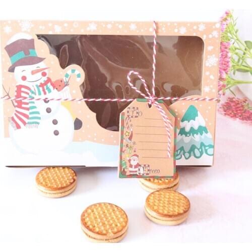 Kraft Paper Bag Large size Candy Box Christmas party Favors Gift Box Package Birthday Party Decoration Bags With Ribbon