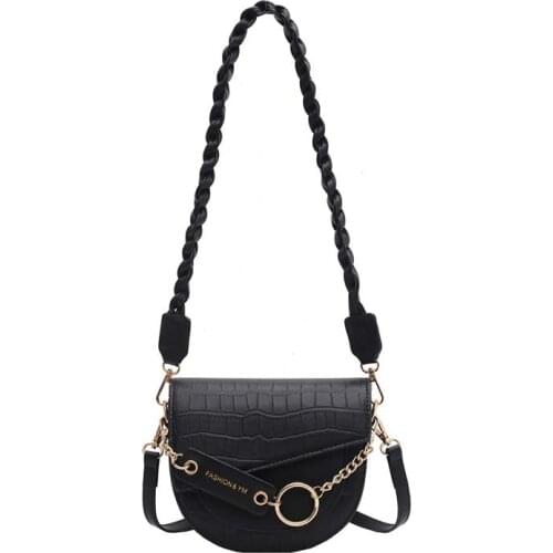 Pu Leather Crocodile Semicircle Women Saddle Bags 2021 New Handbags For Ladies High Quality Shoulder Bags