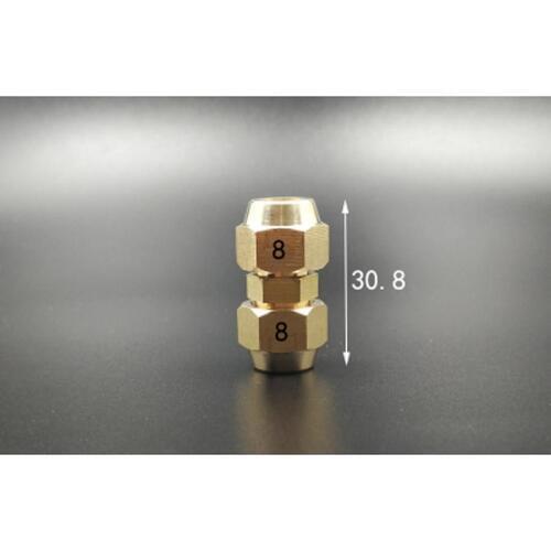 Straight Pipe Fitting Brass Flare Tube OD 8mm Adapter Union With Nut Connector