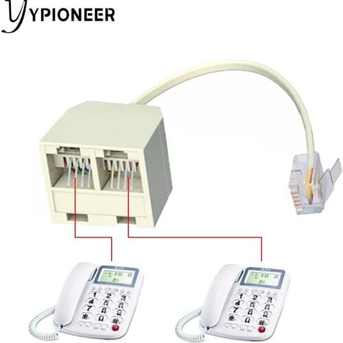 YPioneer T10026-1PC 1 Male to 2 Female Adapter 2 Way Telephone Splitter Beige RJ11 6P4C RJ11 to RJ11 Separator