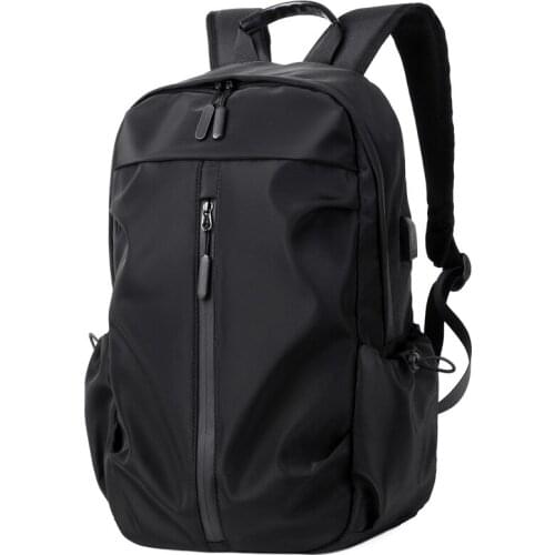 Casual Solid Color Boy Student Schoolbag Teenagers Oxford Cloth Backpack Men USB Travel Laptop Business Commuter Shoulders Bag