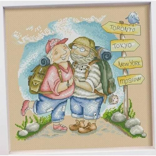 Happy trip patterns Counted Cross Stitch 11CT 14CT DIY wholesale Chinese Cross Stitch Kits Embroidery Needlework Sets