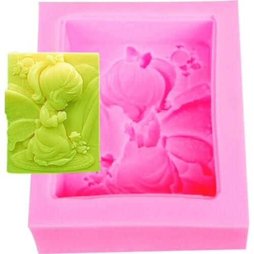 18 Colors Baby Angel Candle Silicone Soap Mold Fondant Chocolate Candy Gumpaste Lollipop Crystal Epoxy Soft Clay Bake Tools C343