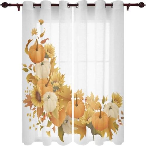 Modern Curtains Pumpkin Thanksgiving Leaves Baby Room Bedroom Creative Curtains Kitchen Living Room Terrace Valance Curtains