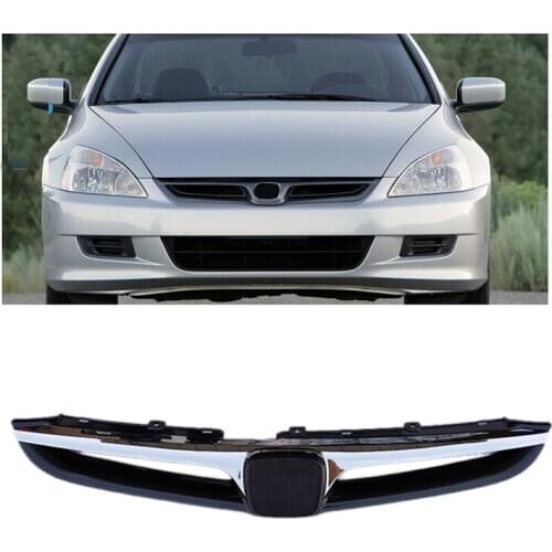 Car Front Bumper Upper Grille with Chrome Trim Fits for Honda Accord 4DR Seden 2006 2007 71121-SDA-A10ZA