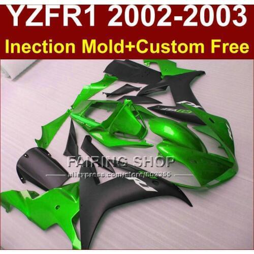 Green black body repair parts for YAMAHA YZFR1 2002 2003 fairings yzf r1 YZF1000 02 03 bodyworks aftermarket+7gifts