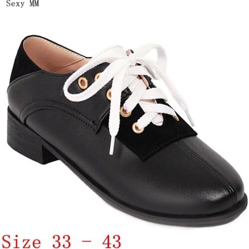 Pumps Women Oxfords Career Shoes Low Med Heels Woman Low Med Heel Shoes Kitten Heels Small Plus Size 33 - 40 41 42 43