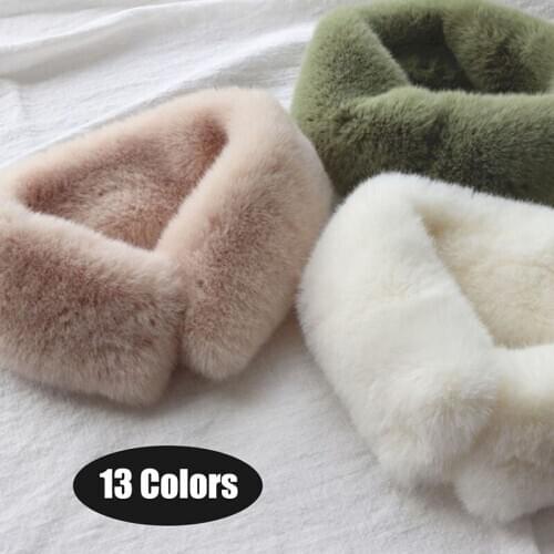 Winter Faux Fox Fur Scarf Hood Fur Decor Shawl Multicolor Fake Fur Collar Bib Scarf Warm Thick Jackets Coat