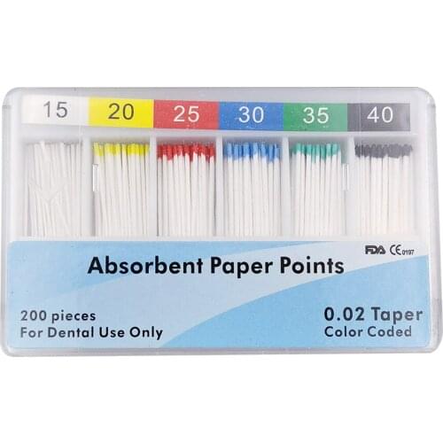 0.02 Taper Dental Absorbent Paper Points Gutta 15-40# Paper Points Root Canal Absorption CE Aprroval Dental Materials