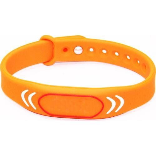 100pcs 13.56Mhz Adjustable RFID Smart Wristbands in Orange color