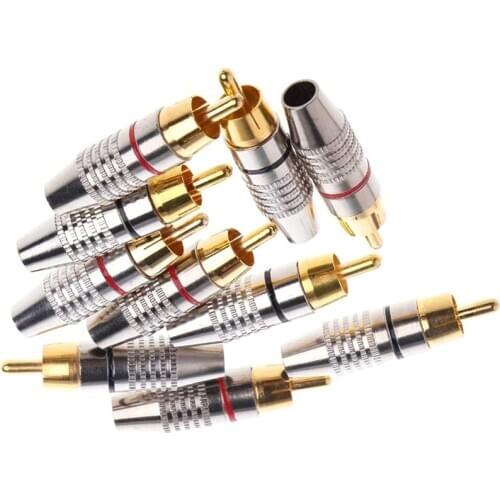 20 Pcs RCA Plug o Video Locking Cable Connector Gold Plated