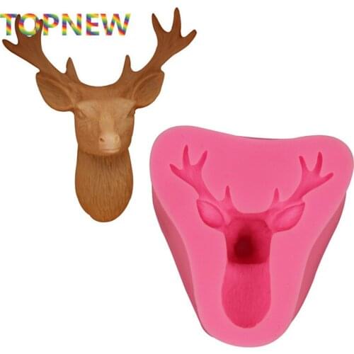 3D Stags Head Silicone Molds Christmas Deer Fondant Cake Soap Mold Gumpaste Chocolate Kitchen Baking Tools