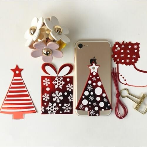 4pcs/pack red white Christmas tree gift box shape die cut cards cute message lomo decorative cartoon deer card craft