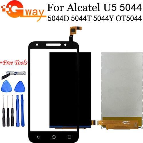 5.0" For Alcatel One Touch U5 OT5044 5044 5044D 5044I 5044T 5044Y Lcd Display Touch Screen Panel Phone Replacement +Free Tools