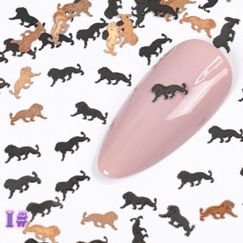 800PCS/pack black metal Eagle Lion Deer Wolf nail art decorations slice animal nail foil decals fake nails accessoires wheel