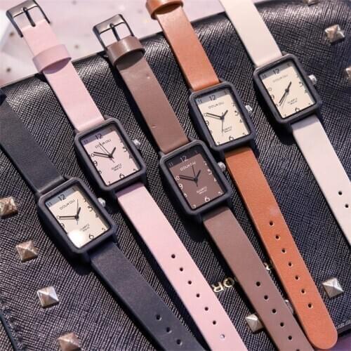Rectangle Women Fashion Retro Watches Minimalist Ladies Vintage Leather Wristwatches Casual Woman Quartz Clock Drop Shipping