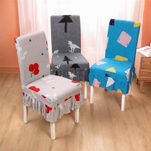 Dining Chair Cover Spandex Banquet Chair Slipcover Stretch Chair Skirt Elastic Home Floral Print Seat Cover for Back Rest Chair