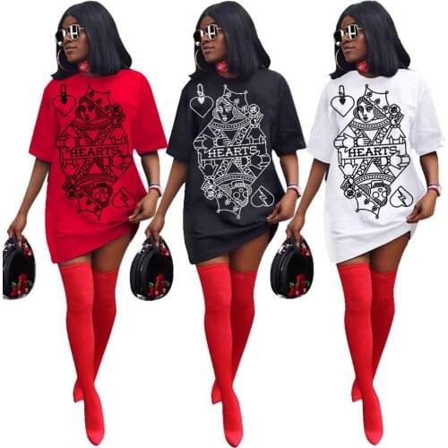 GL6292 dress sexy lady fashion all-match, featured letters poker avatar T-shirt dress