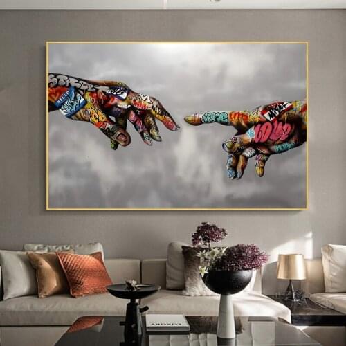 Creation of Adam Graffiti Art Canvas Posters and Prints Street Art Paintings on The Wall Art Pictures for Living Room Decor