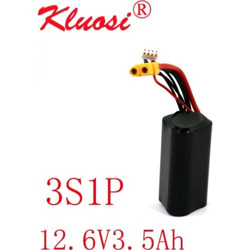 KLUOSI 12V 3.5Ah 3S1P 12.6V High Capacity UAV Rechargeable Li-ion Battery for Various RC Airplane Drone Quadrotor XH2.54-4P XT60
