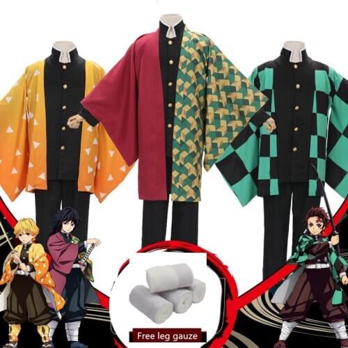 Demon Slayer: Kimetsu no Yaiba mens Kamado Tanjirou cosplay cape costumes full sets Agatsuma Zenitsu orange cape suits costumes