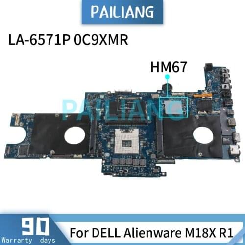 PAILIANG Laptop motherboard For DELL Alienware M18X R1 Mainboard LA-6571P 0C9XMR HM67 DDR3 tesed