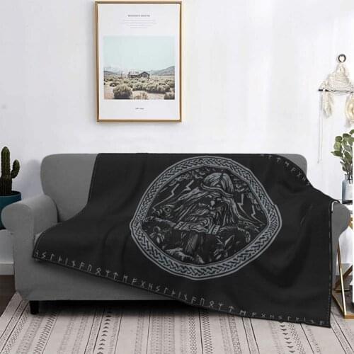 Medaillon With Runes Viking Norse God Odin Blanket Fleece Spring/Autumn Breathable Soft Throw Blanket for Bedding Car Bedspreads