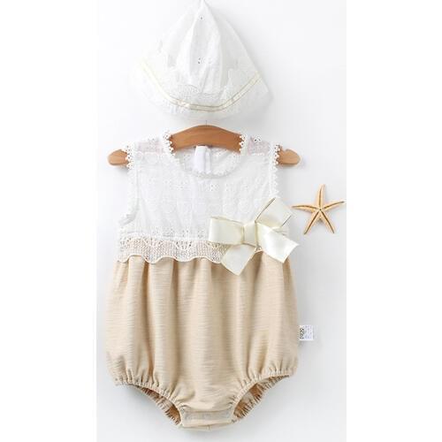 Cute baby rompers girls clothes cotton vest sleeveless soft lace bowknot Princess infant jumpsuit