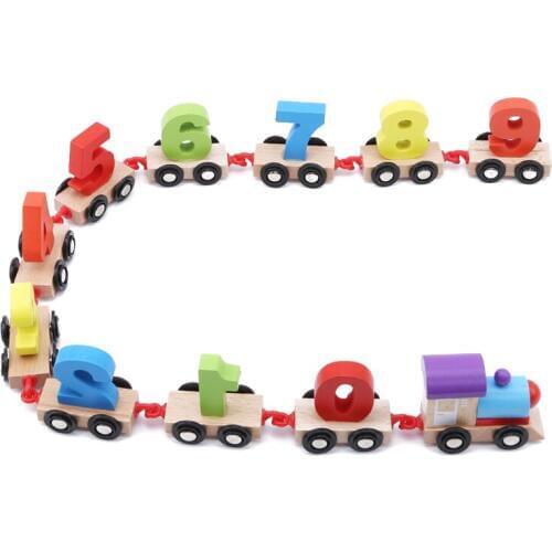 Mini Digital Train Wooden Alphabet Number Educational Toys Christmas Gift Railway Tools For Kids
