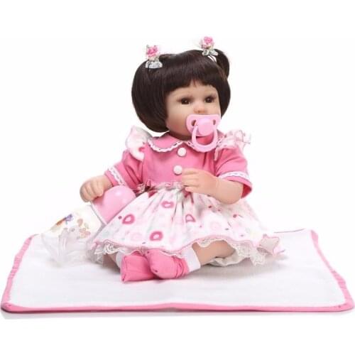 42cm pink princess Handmade brinquedos Soft Silicone Reborn baby doll Toys Toddler real touch cute doll kids gifts collection