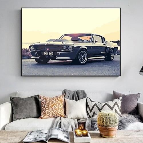New DIY Painting By Numbers Classical Sports Car Mustang Wall Art Picture Canvas By Numbers Diy Gift For Home Decoration