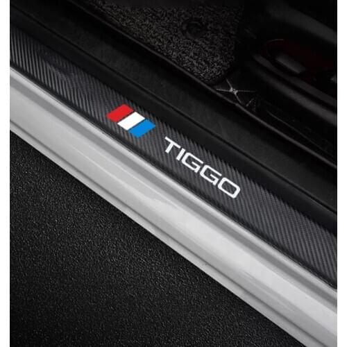 4pcs car Sticker door carbon leather Fiber Sill Plate For CHERY TIGGO 3 4 5 7 PRO 8 stickers Accessories Protector Decals