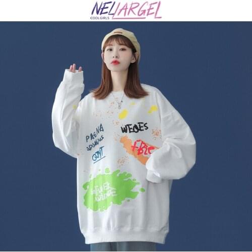 NELLARGEL Women Cute Letter Harajuku Designer Vintage Hoodies 2021 Female Kawaii Winter Kpop Sweatshirts Girl Streetwear Hoodie