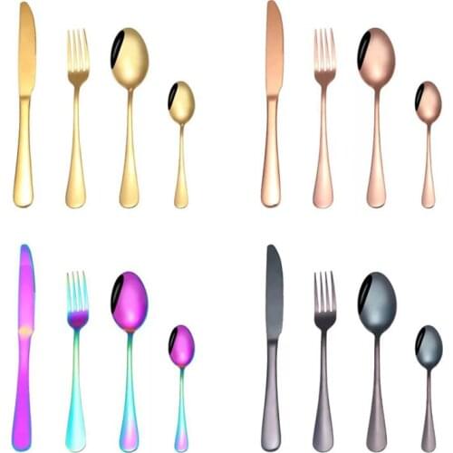 Stainless Steel Silver Cutlery Set Tableware Knives Forks Spoon Dining Dinner Set Mirror Polishing Sets Western Food Restaurant