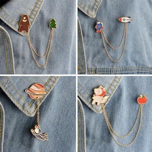 NEW Creative brooches pilot bear Planet brooch Enamel pendants pin botton t-shirt collar brooch Jewelry bag hat accessories gift