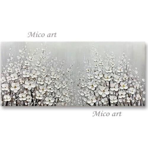 Palette Knife 3D White Flower Oil Painting Canvas Art Unframed 100% Hand-painted Newest Abstract Texture Canvas Wall Art Unframe