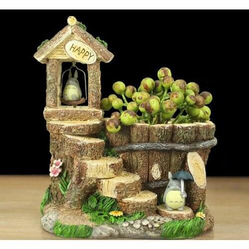 Resin Succulents Flowerpot Wood Tree Stump Maceteros Mini Plant Flower Pot Pottery Bonsai Fleshy Home Garden Decoration Macetero