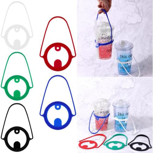 Portable Silicone Takeout Coffee Cup Carrier Glass Bottle Holder with Handle Insulated Iced Drink Mug Coffee Cup Takeout Carrier