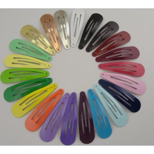 50PCS 5.0cm Tear Drop Plain Metal Snap Clips NO hole womens hairclip nickle free,lead free,stronge side hairpins for kids girls