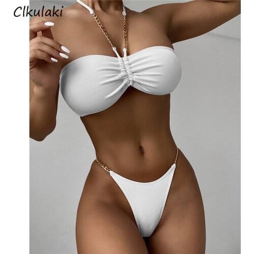 Sexy Halter Strapless Bikinis Swimsuit Women Bandage Swimwear Swim Beachwear Summer Beach Party Bikini Set Push up Bathing Suits
