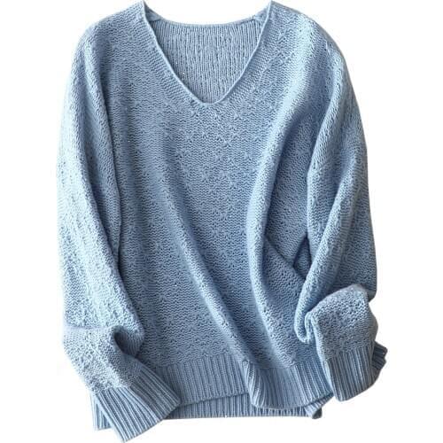 Sequined V-Neck Cashmere Sweater Women Solid Thin Winter Fall Sweaters for Women Fashion Korean Clothes Women