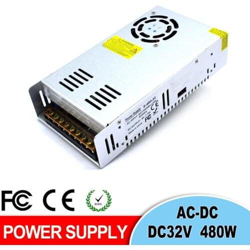 Power Supply Switch DC 32V 15A 480W Driver Transformer AC110V 220V to DC32V Power Adapter for Led strip lamp CNC CCTV Stepper 4