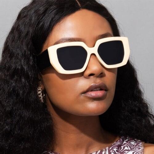 Retro Womens Polygon Square Sunglasses Luxury Brand Fashion Mens Sun Glasses Travel Photography Eyewear 2021 Big White Glasses