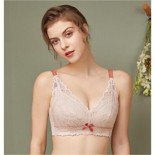 Womens Wire Free Flower Lace Bra 34 36 38 40 42 B C D E F