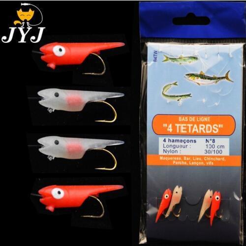 10 packs 2018 No. 8 luminous artificial fish head sabiki rigging set mackerel baits for sea saltwater fishing lure tackle