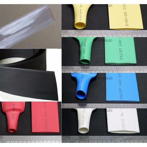 36mm Wide / 22mm Diameter Polyolefin 2:1 Heat Shrink Tubing ROHS UL Black/Red/Yellow/Green/Blue/White/Clear