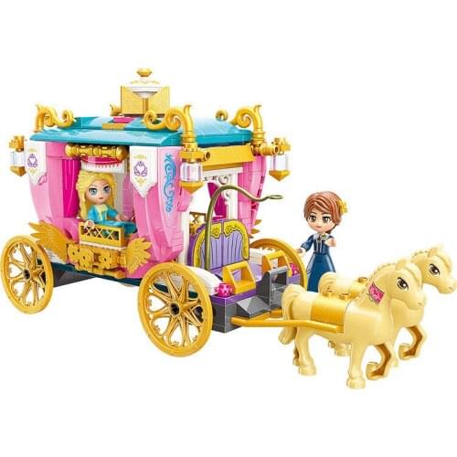 458pcs Enlightenment 2614 Royal Parade Carriage Princess Leia Assembled Building Blocks Girl Toy Gifts