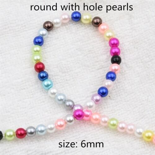 6mm Many Colors Round with Hole Pearl Beads for DIY Jewelry Marking Loose Spacer Beads Bracelet Necklace Charm Jewelry Finding