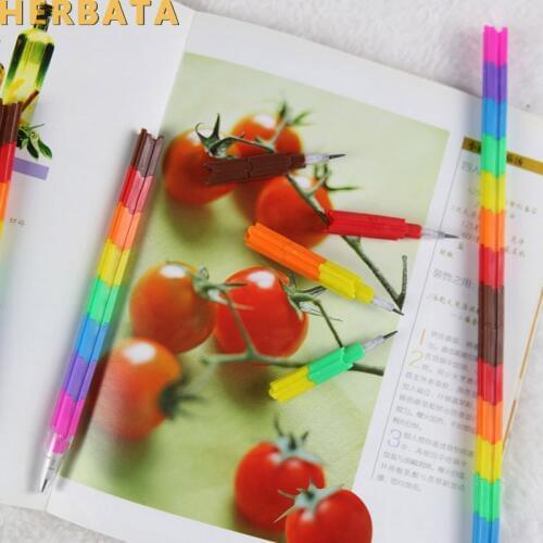 Free shipping 4pcs/lot Cute Stationery Colorful Building Block Pencil Student School Office supply Stacker Swap Pencils 1602